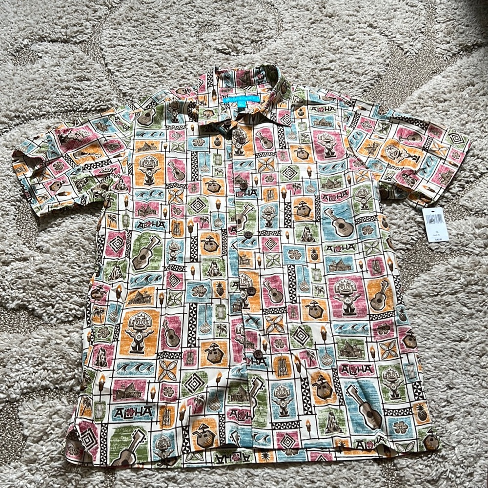 XL 14-16 Tory Richard x Disney Polynesian Hawaiian Button Up Collared Shirt NWT